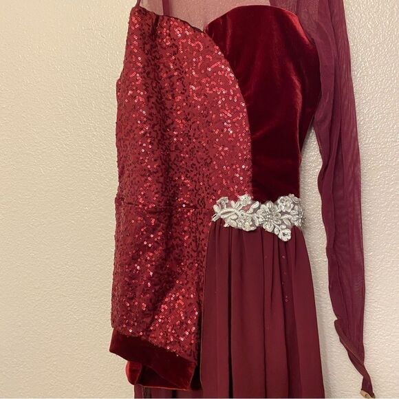 Weissman Slow me Down lyrical dance 9249 Burgundy Asymmetrical child LC - Picture 3 of 11